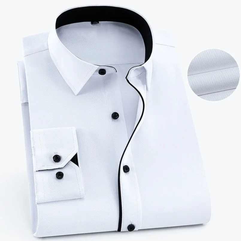 

Mens Oversized 9XL 48 47 Long Sleeved Shirt Casual Twill Slim Fit Male Social Business Dress Shirt Fashion Brand Solid Color