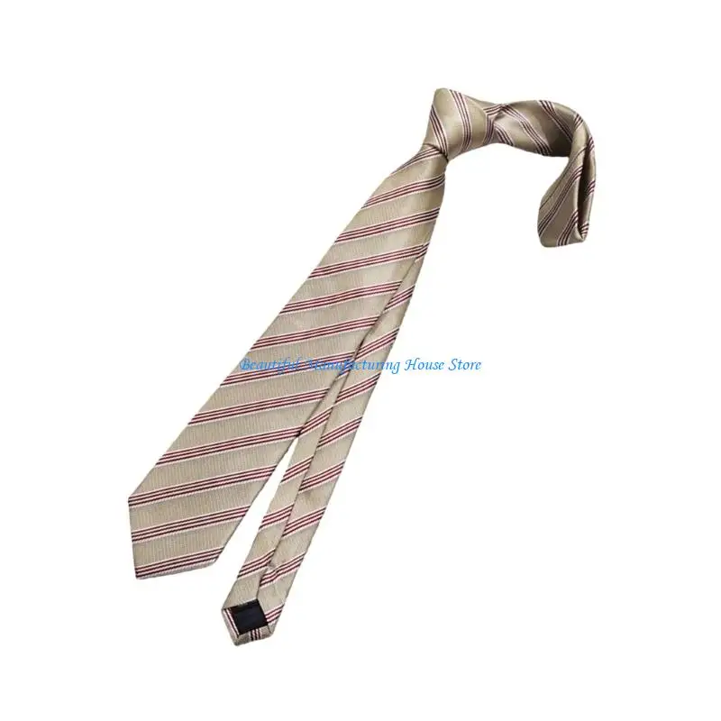 E56A Modern Stripe Design Necktie Comfortable Polyester Fabric Neck Tie for Daily Use
