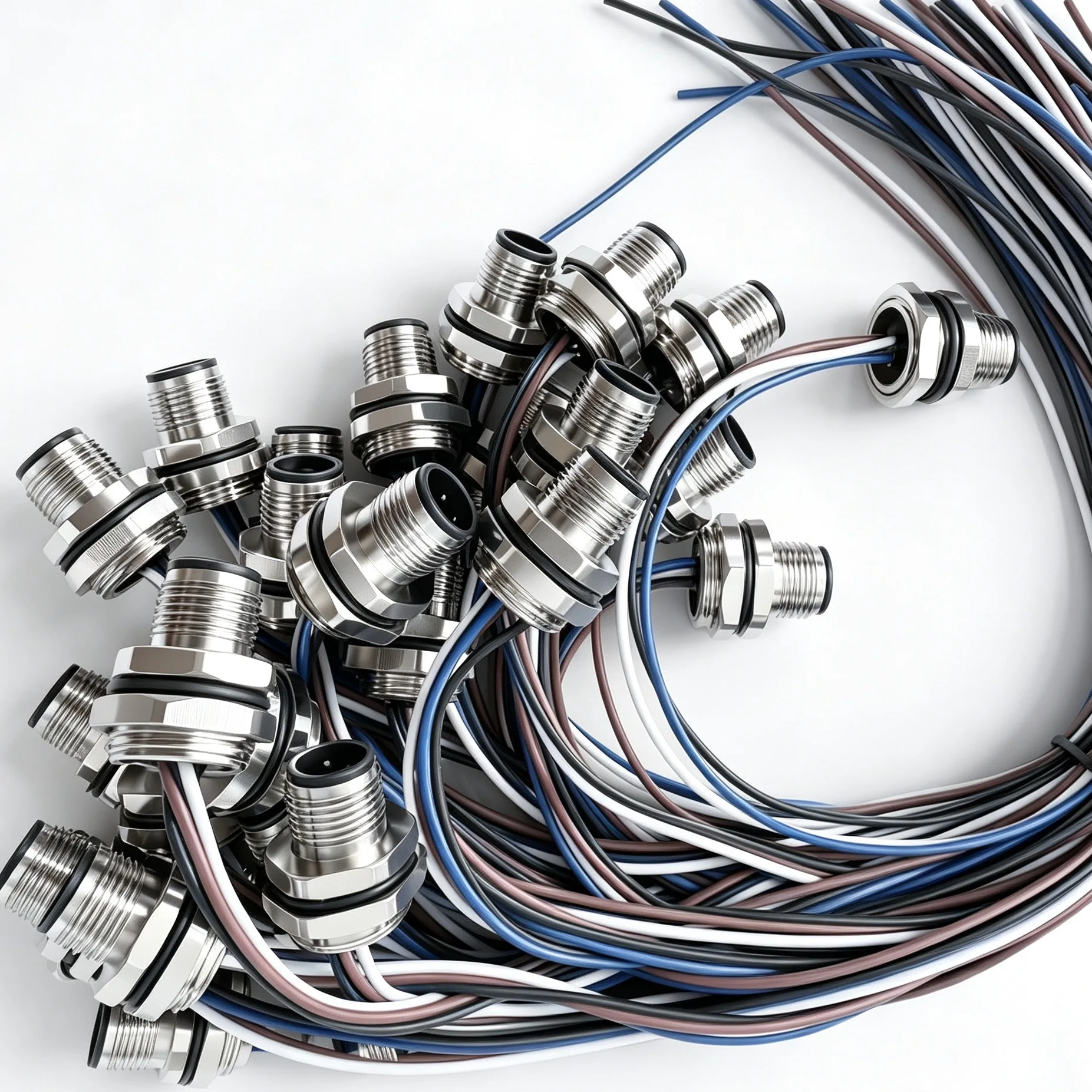 M8 Cable Front Panel A/B/D-type Connector with 30cm 3 4 5 6 8 Pin Behind Panel Electronic Wire Male Female Built-in Glue Filling