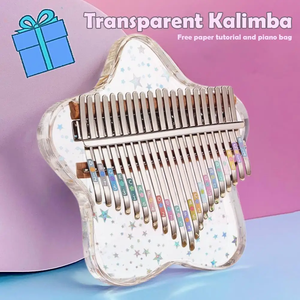 21/17 Keys Portable Finger PianoCrystal Clear Kalimba For Beginners Kids Adults, 17 Key Thumb Piano Musical Gift view 3