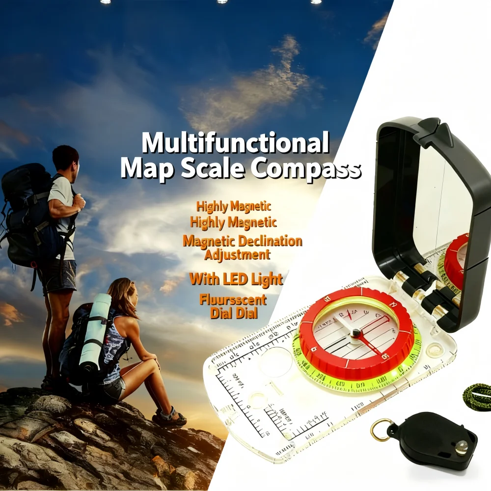 

Сильная магнитная линейка карт компаса с регулировкой магнитного разглаживания, светодиодной подсветкой, магнитным всасыванием и функцией свечения для использования на открытом воздухе