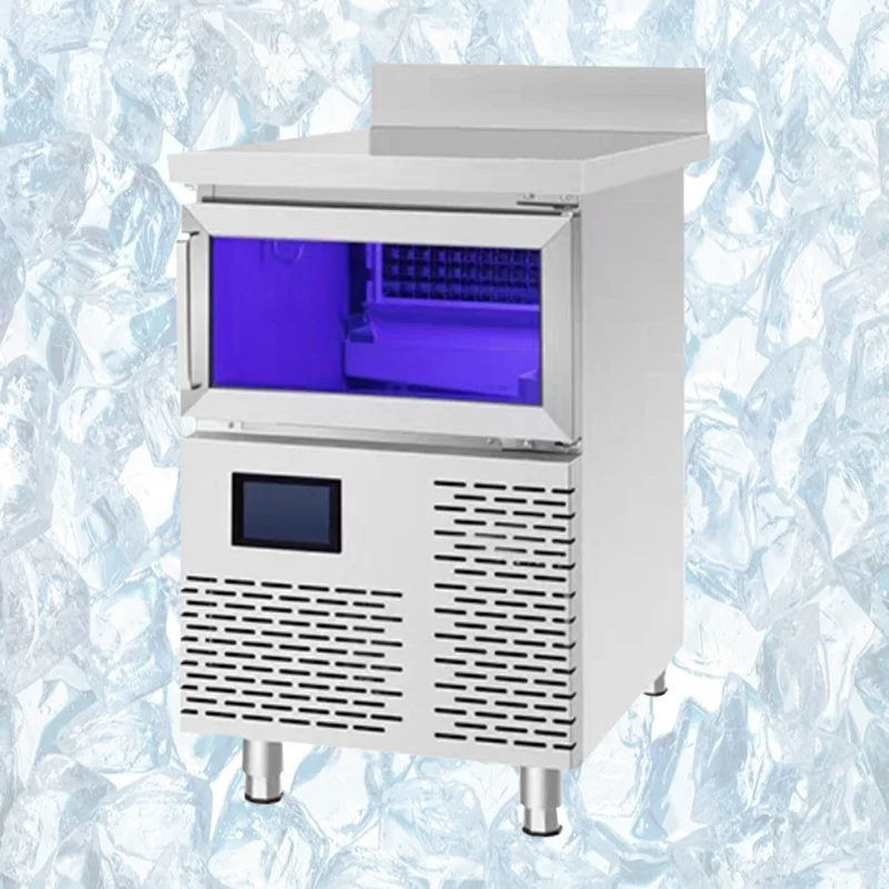

Ice Maker Commercial Milk Tea Shop 90/130/160kg Fully Automatic Small Integrated Blue Light Bar Counter Ice Maker Machine