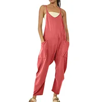 New Women's Solid Color Zipper Pocket Jumpsuit Tank Top European American Style Fashionable Independent Store Best Seller - Image 3