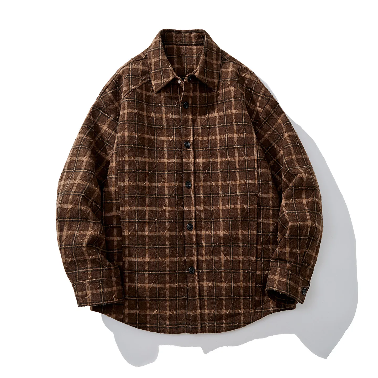 

Retro Softened Brued Plaid Casual irt Men's Spring Autumn New American Sle down Jaet Cozy Ci Leisure Daily Wear