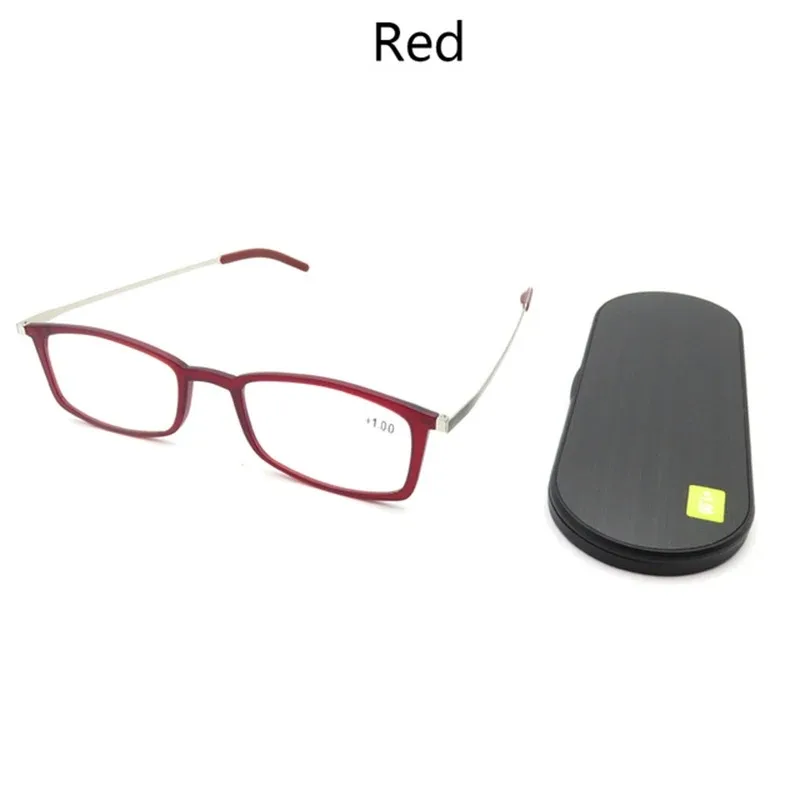 Anti-Blaulicht-Lesebrille mit dünnem quadratischem Rahmen, rechteckig, Tr90-Lesebrille, dünnes Brillenetui, zusammenklappbare Presbyopie-Brille + 1 1,5 2 2,5 – Detail 8