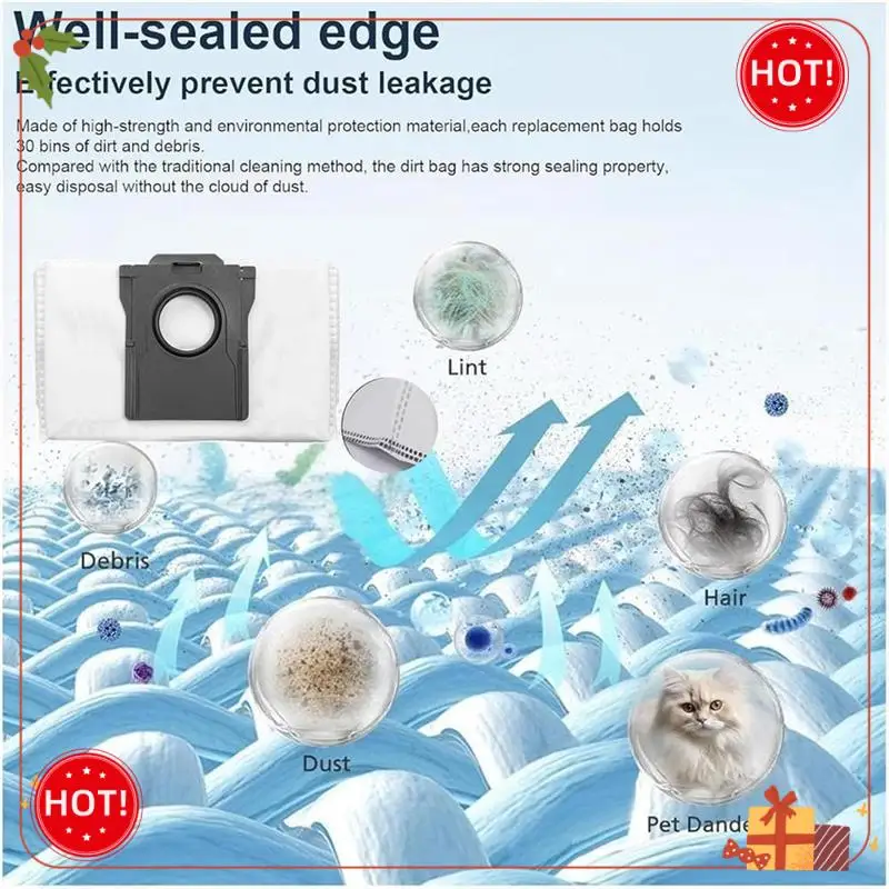 Ensemble de remplacement de sac à poussière ABLE-9PCS pour accessoires pour aspirateur Robot Dreame D10 Plus Gen 2/RLD32GD