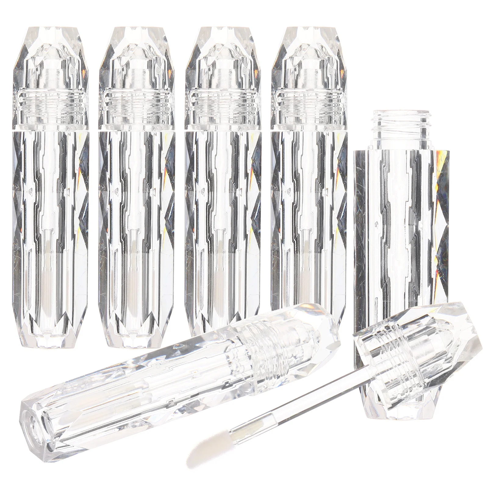 Tubes de brillant à lèvres transparents, conteneurs rechargeables avec brosse applicateur, supports de brillant à lèvres portables anti-fuite pour le maquillage, 4 pièces