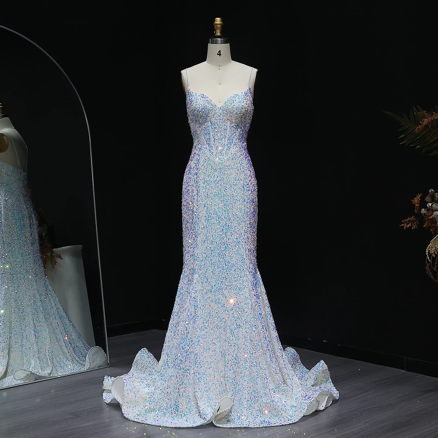 

Sharon Said Sparkly Sequins Long Mermaid Corset Prom Dresses Spaghetti Straps Women Formal Evening Party Gowns SH213 Customized