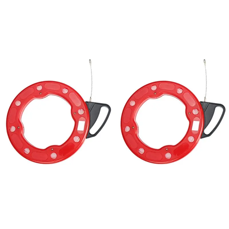 【HAPPY】2Pcs 4MM Cable Puller Fish Tape Reel Puller Fiberglass Nylon Conduit Ducting Rodder Pulling Wire Cable Fishing Tool 30M