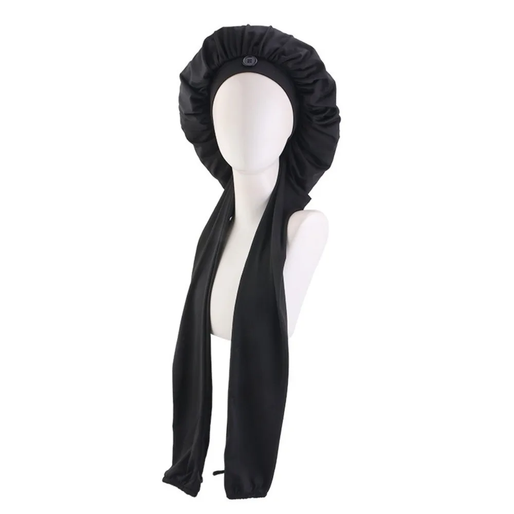 Silky Satin Satin Long Dreadlock Sleep Bonnet Adjustable Long Tail Long Hair Bonnets for Sleeping Lightweight Bathing Hat