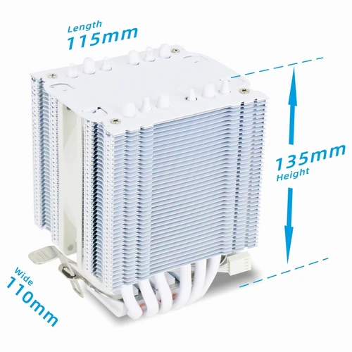 Imagen 2 del producto Enfriador de CPU Z135 totalmente blanco con 6 heatPipes compatible con 1700/1200/115x/AM4, ventilador eficiente PWM ARGB de 4 pines, ventilador silencioso