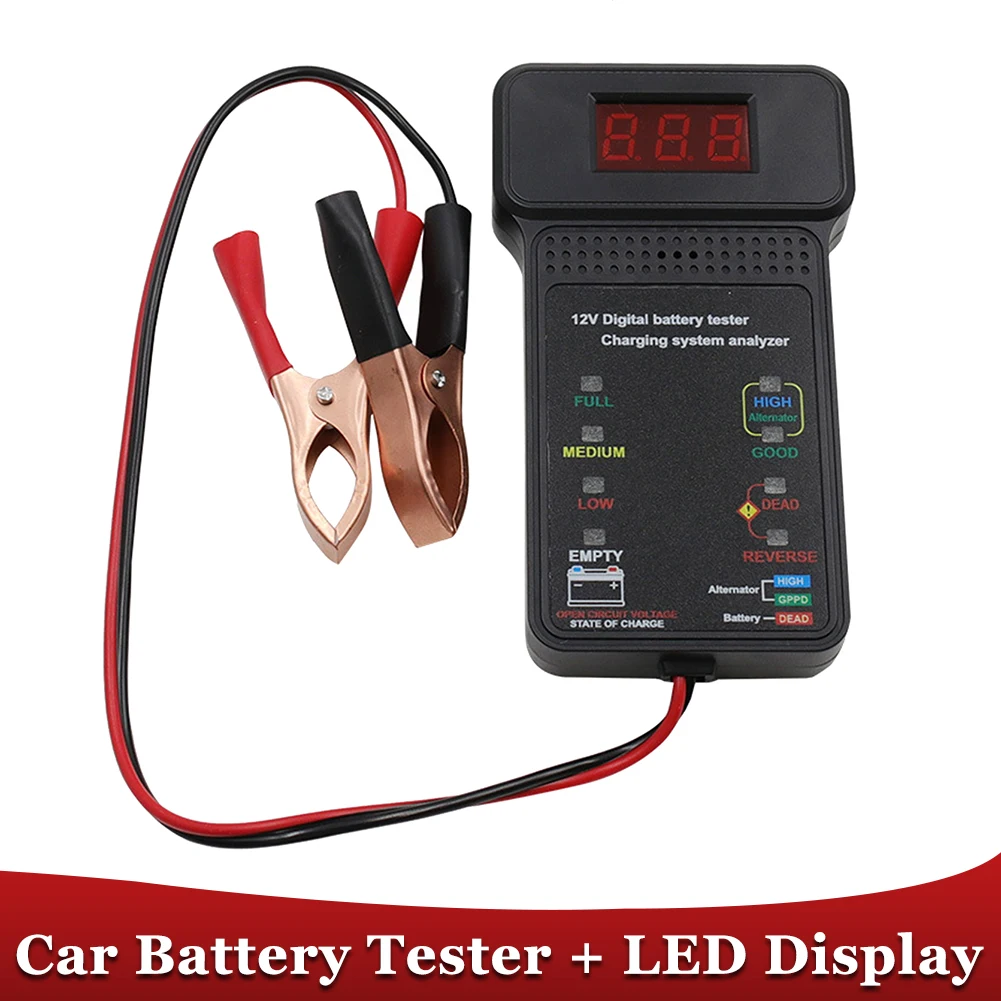 

Battery Load Tester 12V LED Display Digital Battery Alternator Starter Tester 12V Portable Car Battery Checker Charging Cranking