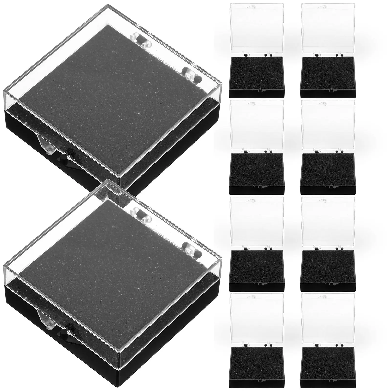 10Pcs Display Box Black Flat Sponge Lapel Pin Case Badge Organizer Jewelry Sample Storage Packing Gift Box Badge Case