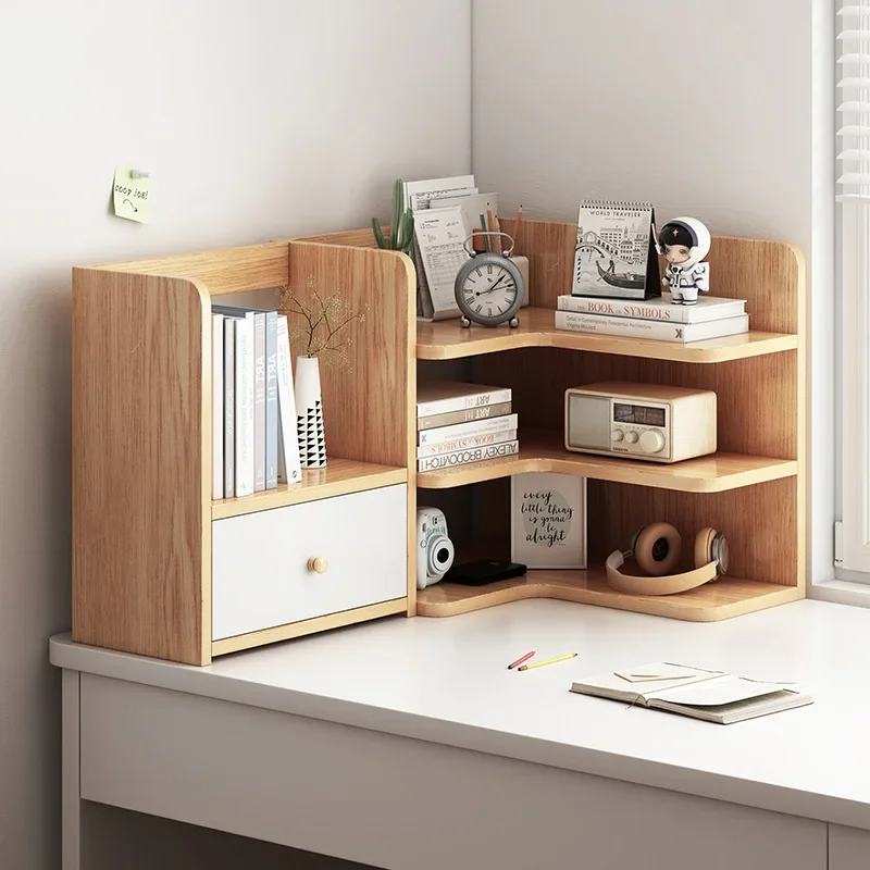yesNew Wooden Desktop Storage Rack 2/3 Tiers Space-saving Easy-to-assemble Tabletop Stand Compact Multi-functional Desk Bookshel