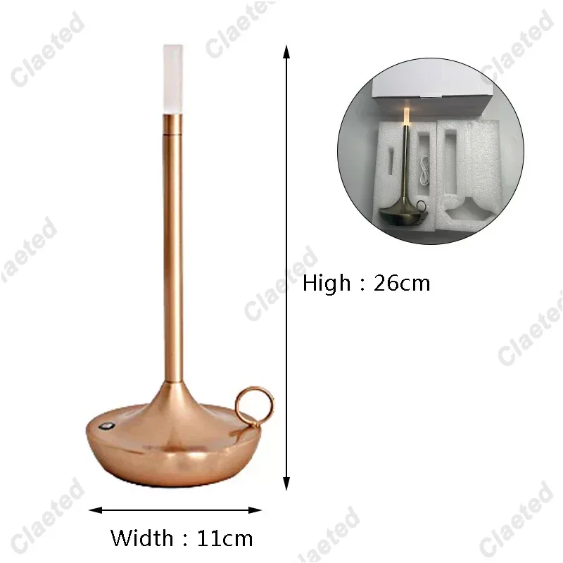 Candeeiro De Mesa Recarregável Sem Fio para Quarto, Controle De Toque, USB, Criativo, Camping, Vela, Recarregável, USB-C, Deskbar