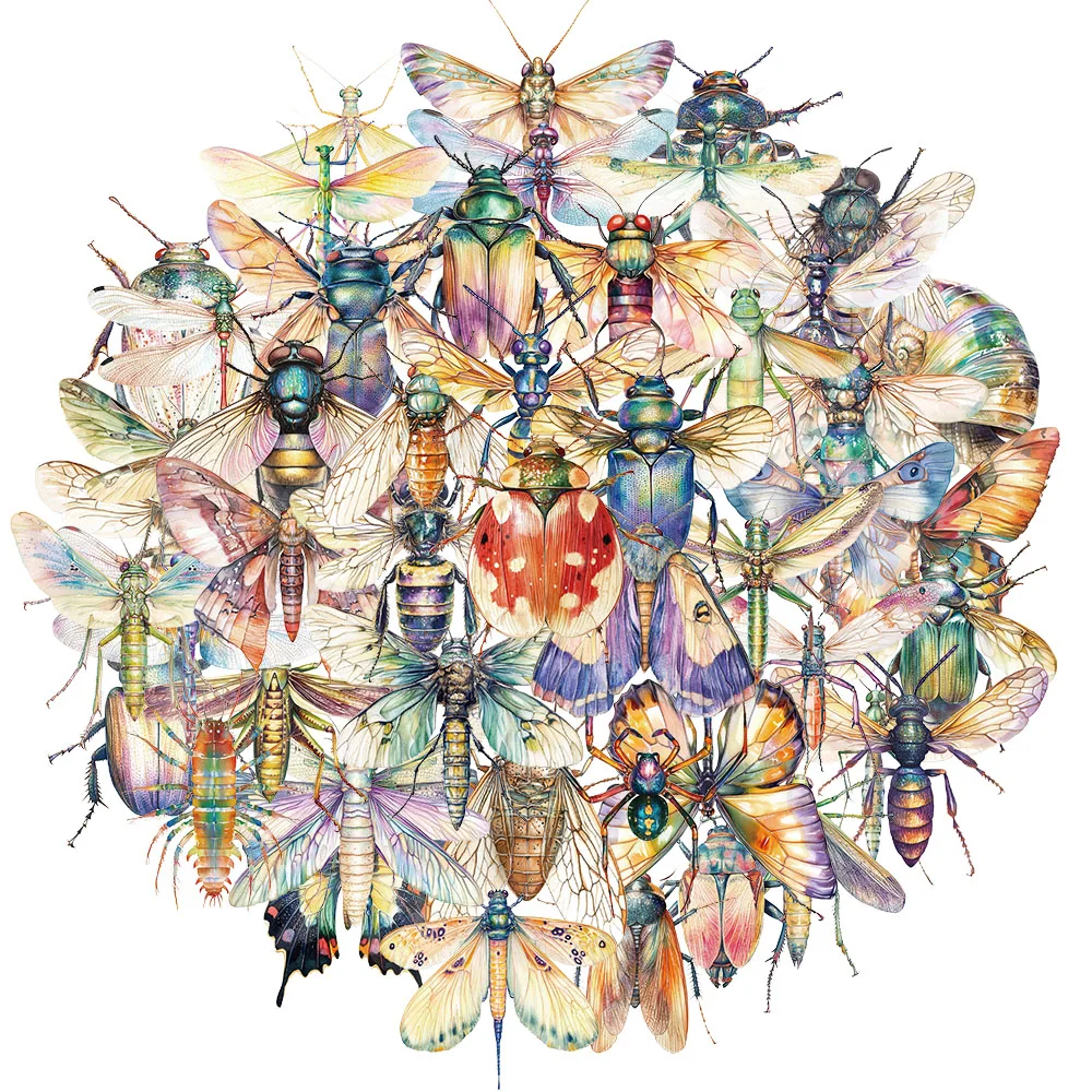 50PCS Exquisite Insect Watercolor Graffiti Stickers Handbooks DIY Luggage Notebooks Motorcycles PET Waterproof Stickers
