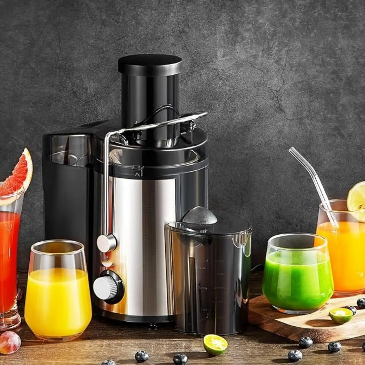 Juicer Machine, 800W Centrifugal Juicer Extractor with Wide Mouth 3” Feed Chute for Fruit Vegetable, Easy to Clean, Stainless St