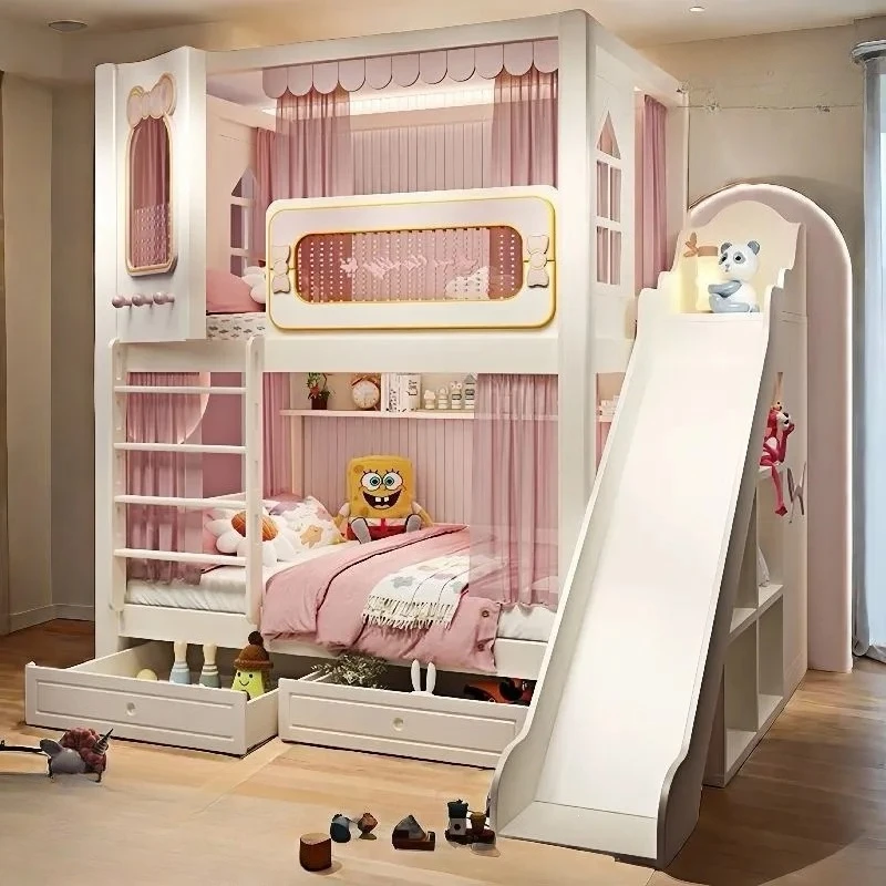 Twin Over Twin Bunk Bed for Kids with Safety Guardrails Sturdy Metal Frame Space Saving Loft Bed for Girls Boys Bedroom
