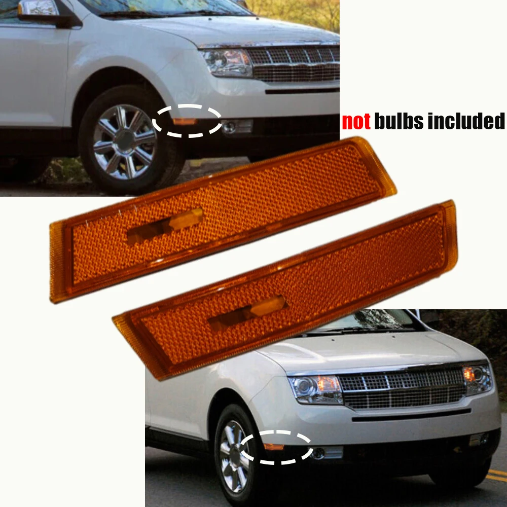 

2pcs Front Bumper Side Marker Light Housings not bulbs included For Lincoln MKX 2007 2008 2009 2010 7A1Z15A201A 7A1Z15A201B