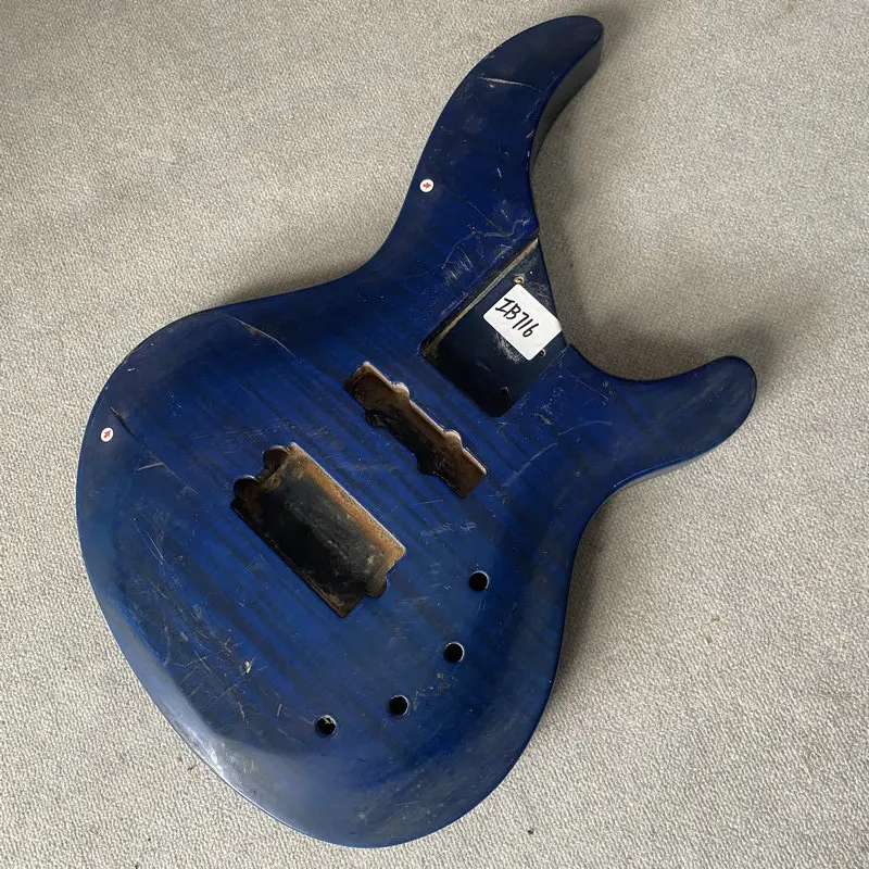 IB716 Navy Blue Color Active Pickups 5 Or 6 String Electric Guitar Bass Body Maple Flamed TOP +Soild Wood Paints Damages DIY