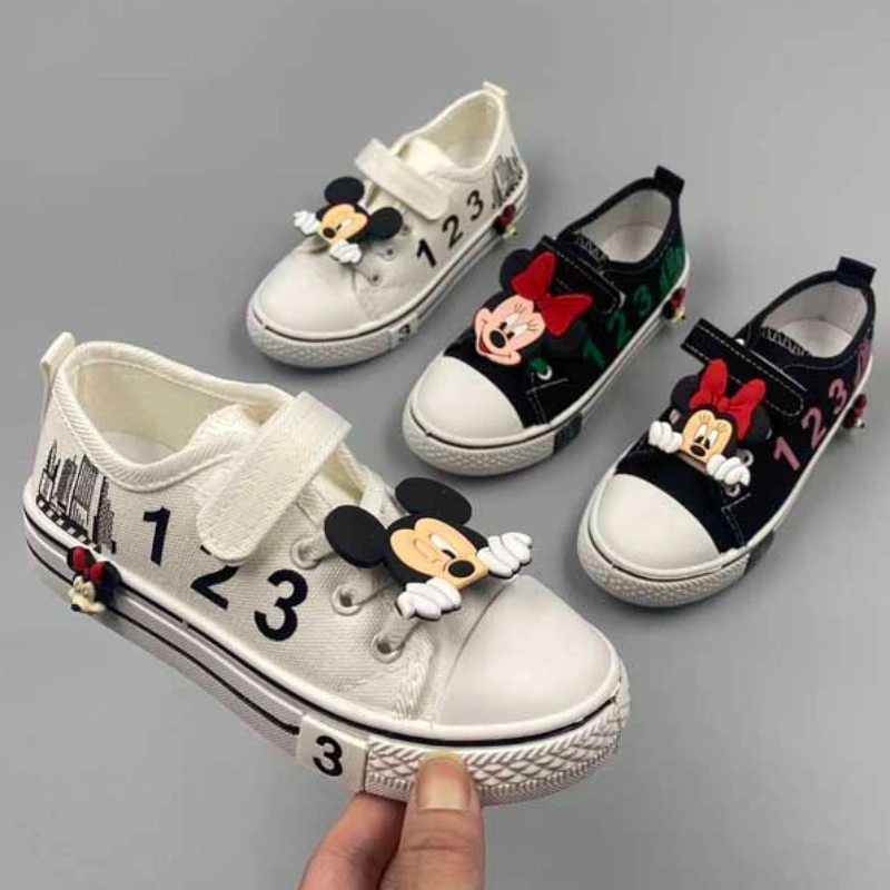 Boys and Girls Casual Shoes Cartoon Mickey Minnie Children\'s Canvas Teen Sport Shoes Shcool Shoes Kids Outdoor Footwear Disney