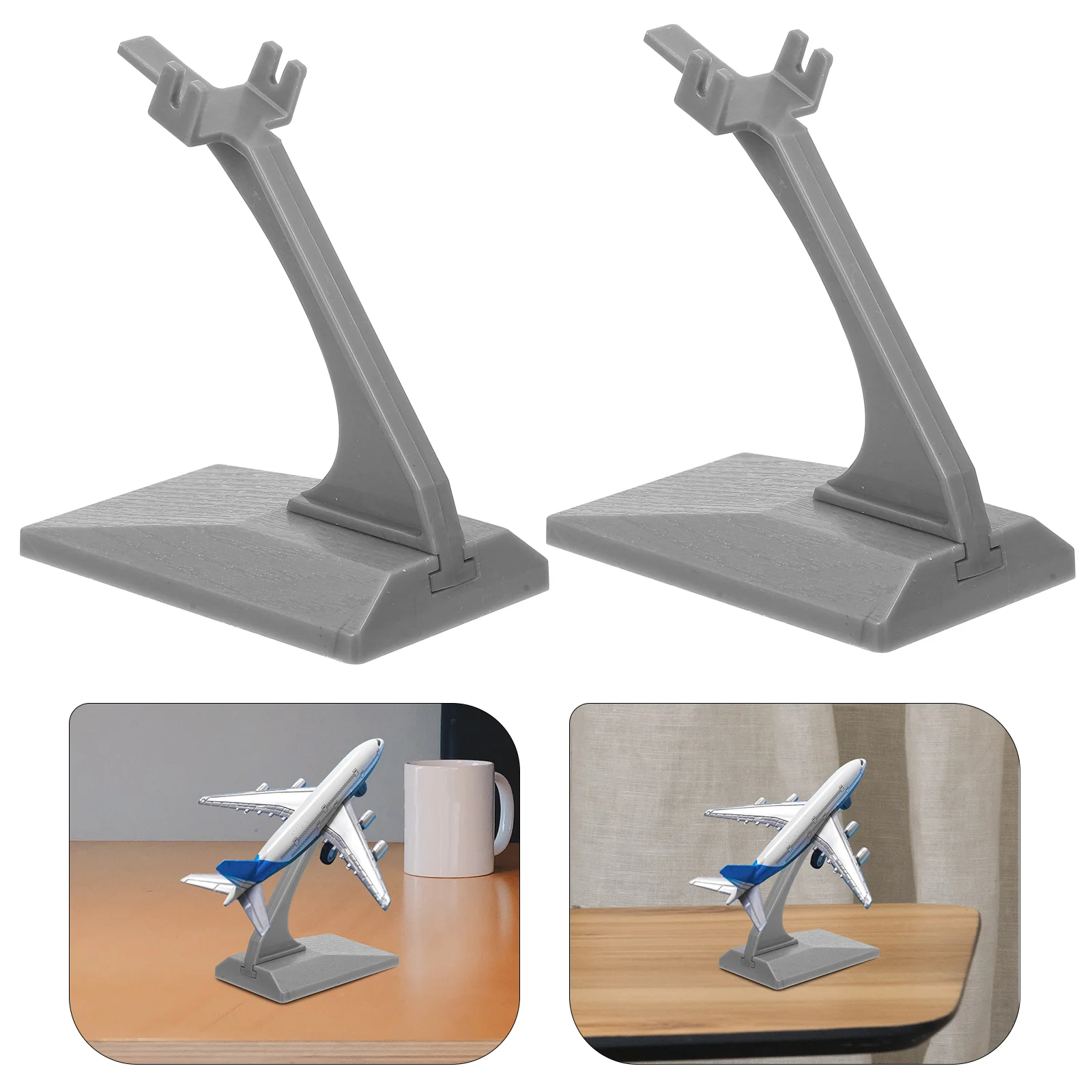 

2 Pcs Aircraft Model Stand Monitor Figurine Support Plastic Airplane Display Holder