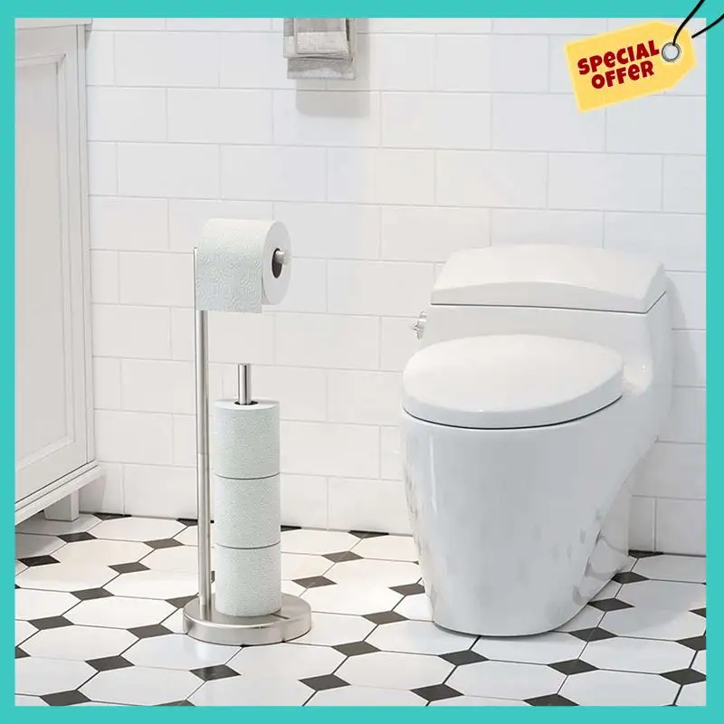 

-ABHW 2X Отдельностоящая подставка для туалетной бумаги с запасом, держатель для салфеток из нержавеющей стали, подставка для туалетной бумаги для ванной комнаты-1