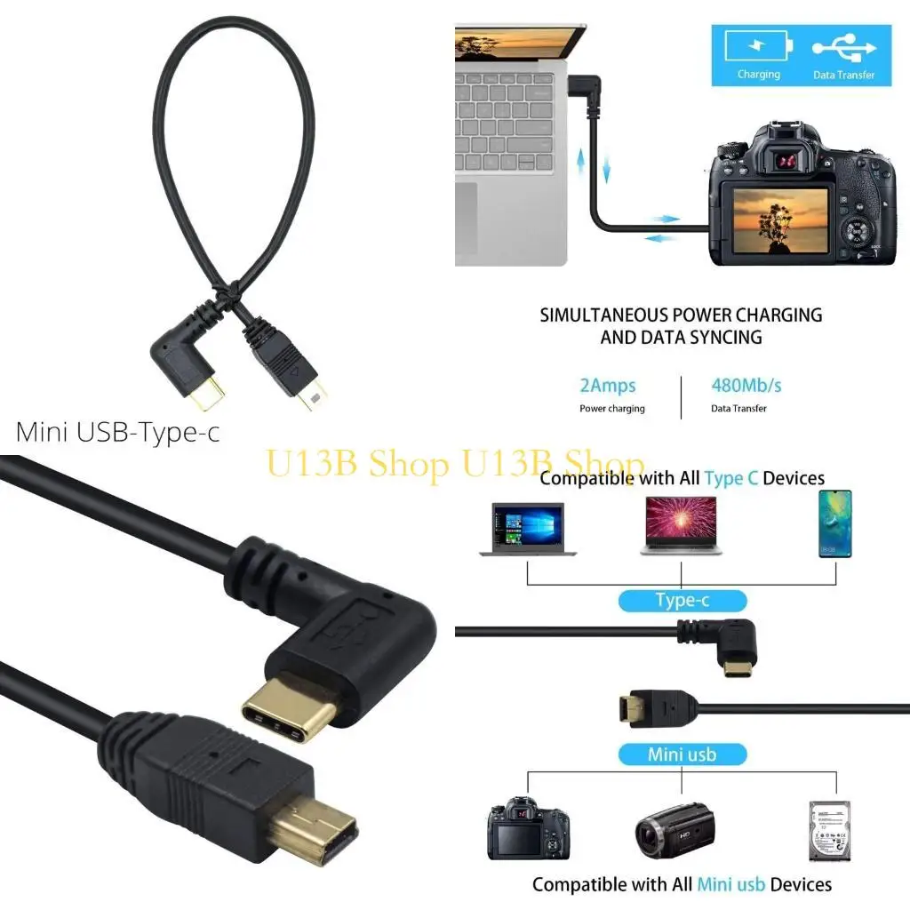 

U13B Mini USB to Type C Adapter OTG Cable for Easy Data Transfer and Editing