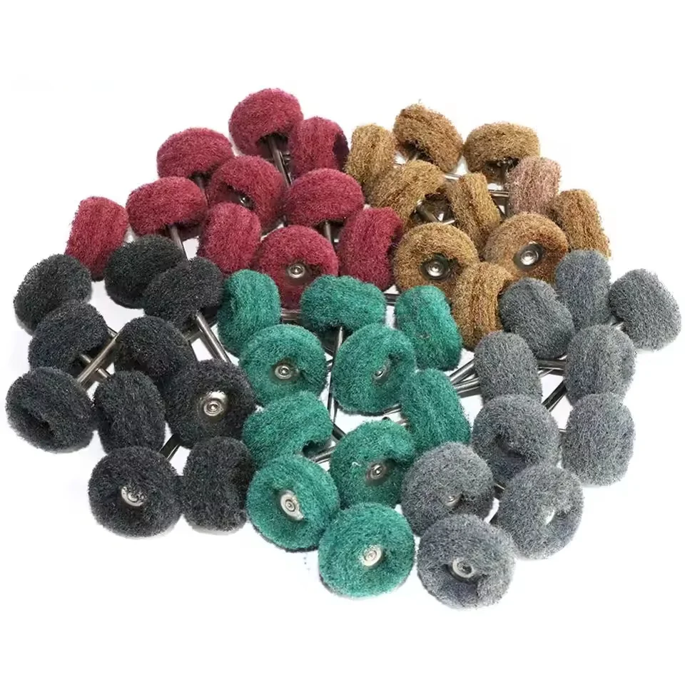 10/50/100pcs Mini Drill Abrasive Brush Nylon Buffing Polishing Wheel Sanding Head 2.35/3mm Shank Buffs Rotating Tool Accessories