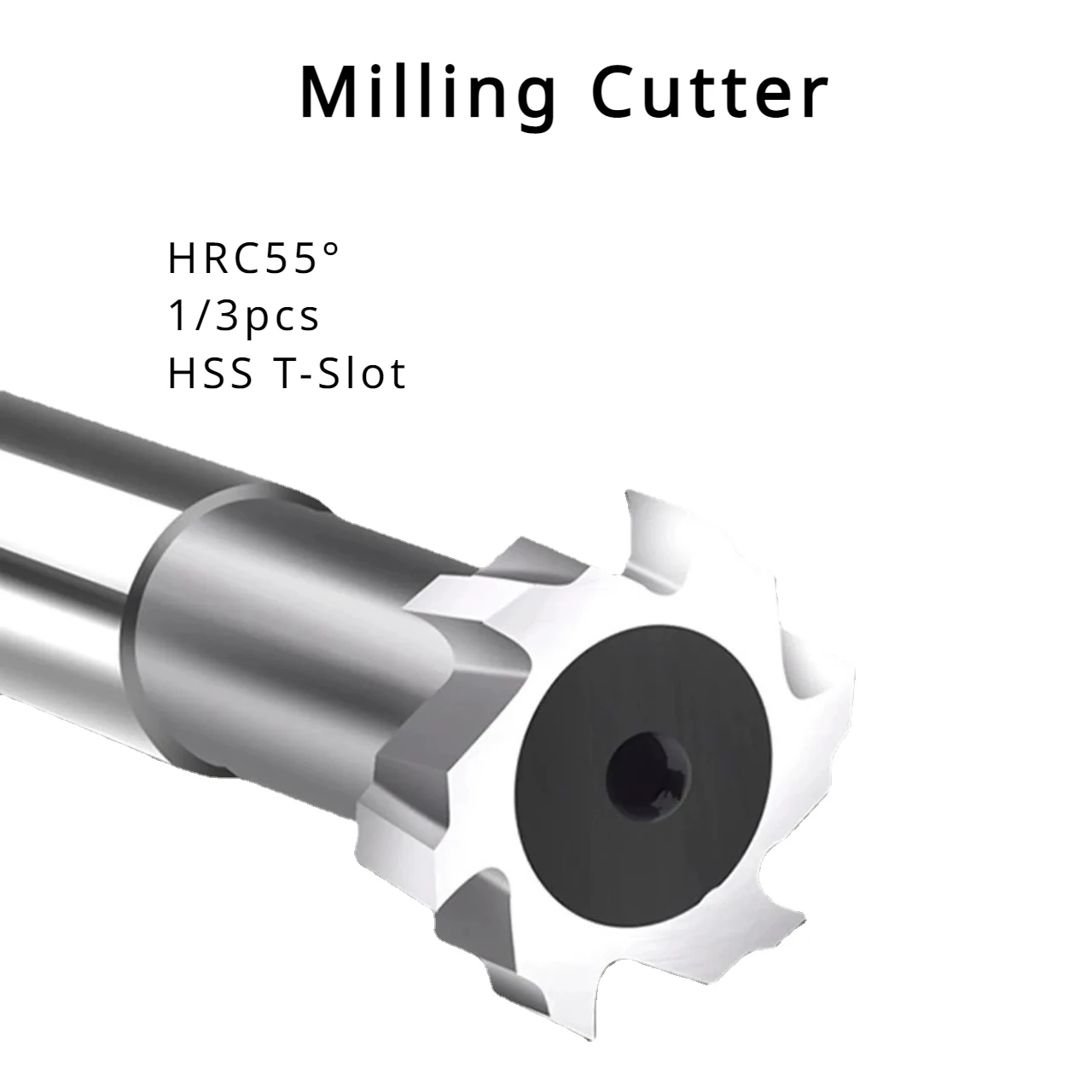 HRC55° 1/3pcs HSS T-Slot Milling Cutter Straight Shank 4 Flute Aluminum Use Slot T-Type High Speed Steel CNC Tool