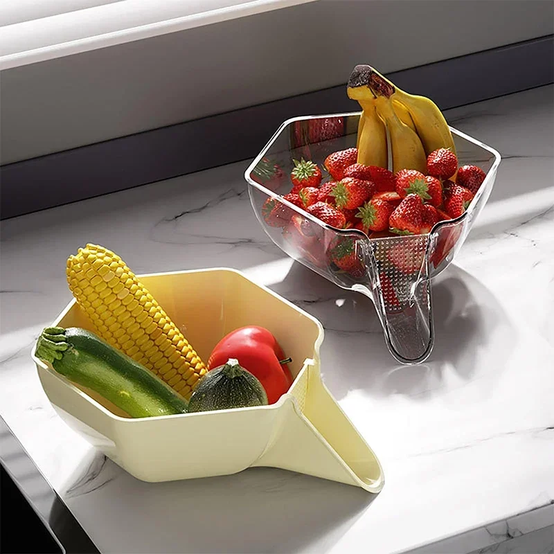 New Multifunctional Drain Basket Creative Dry Wet Separation For Household Kitchen  Vegetable Fruit Washing Filter Basket