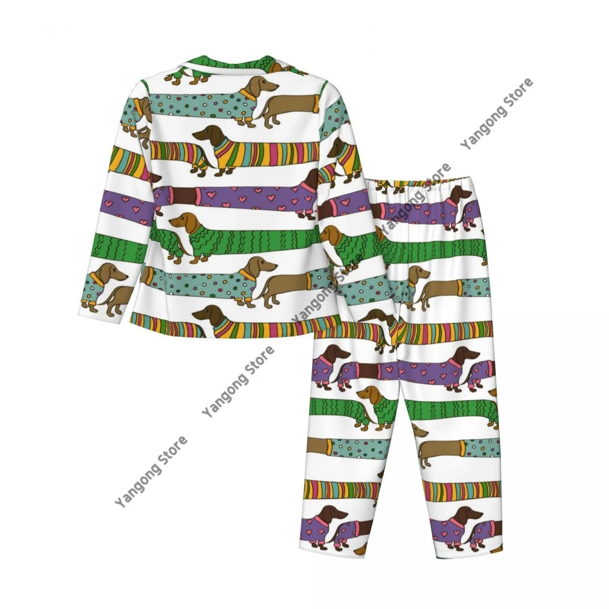 Spring and Autumn Pajama Set Women\'s Long Sleeve Pants Two Piece Funny Dachshund Dogs Dressed Clothes Home Furnishing Set