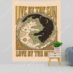 Cute Cat Tapestry Witchcraft Hippie Wall Hanging Bohemian Mandala Art Aesthetic Kawaii Room Wall Decor Yoga Mat Gift for Friends