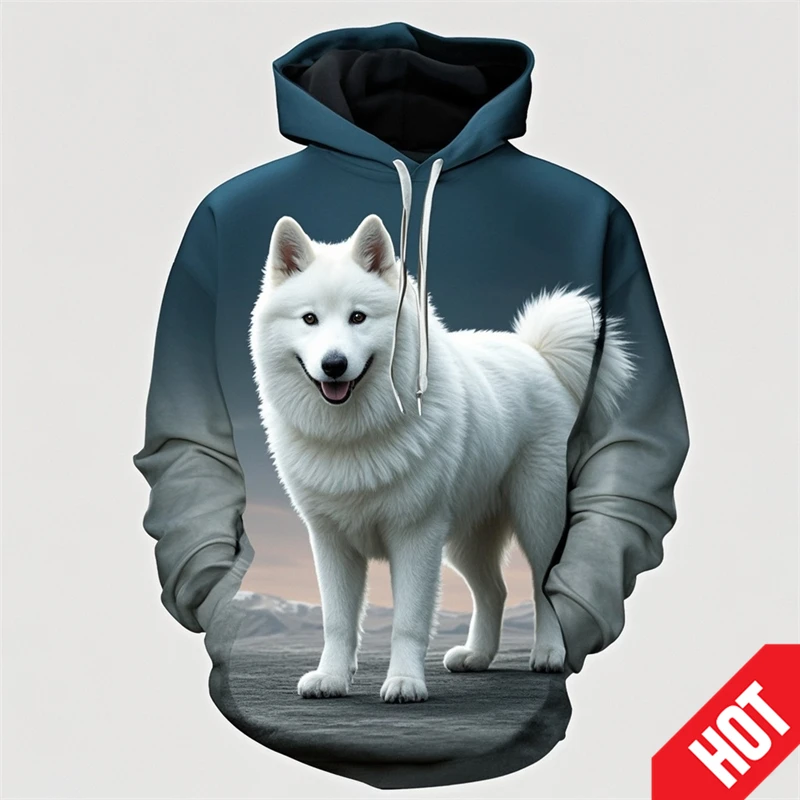 

Cute Samoyed Animel 3D Printed Pattern Hoodies Casual Fun Street Fashion Men And Women Pullover Sweatshirt Boys Girls Tops Hoody