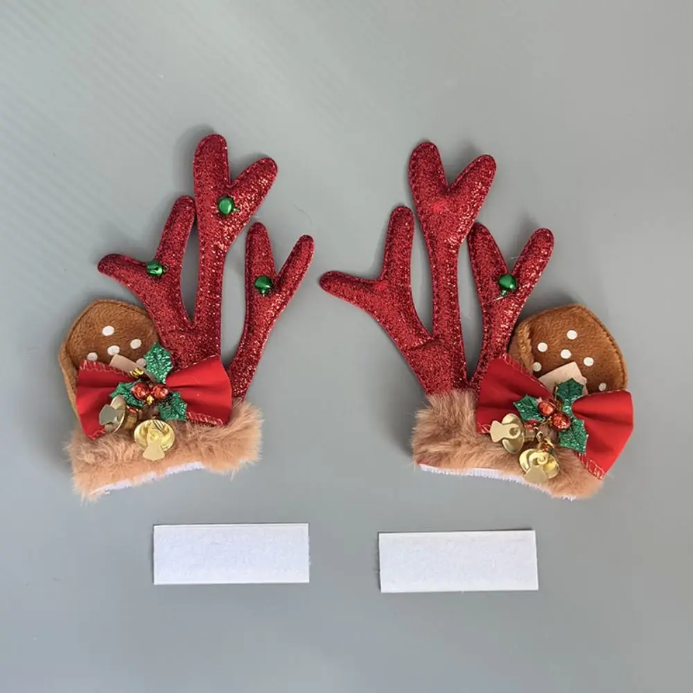 Creative Motorcycle Helmet Decoration 3D Cute Christmas Antlers Helmet Decor Plush Embossing Self-adhesive