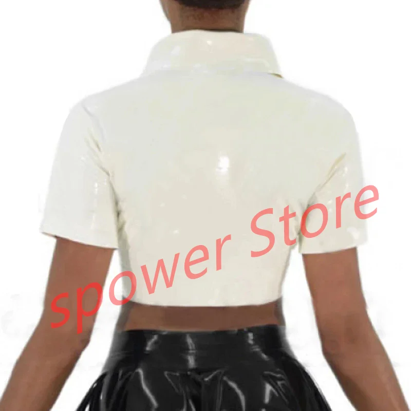 

100% Handmade Latex Top Unisex Short Slevees Rubber Shirt Fetish Customize for Women Fashion Cosplay Costume