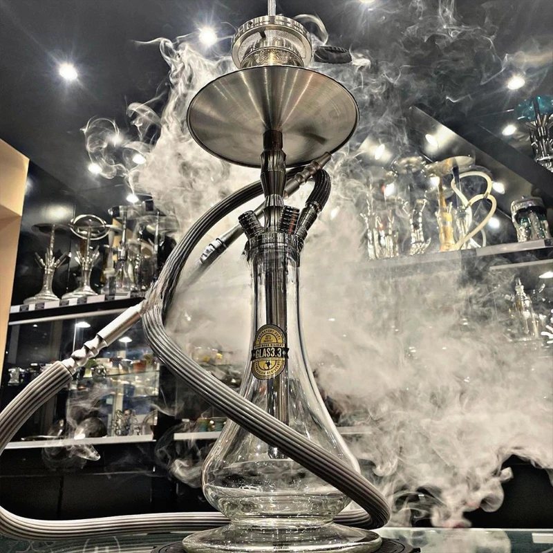 Internet famous stainless steel hookah pot Dschinni hookah bar KTV with four tubes of light