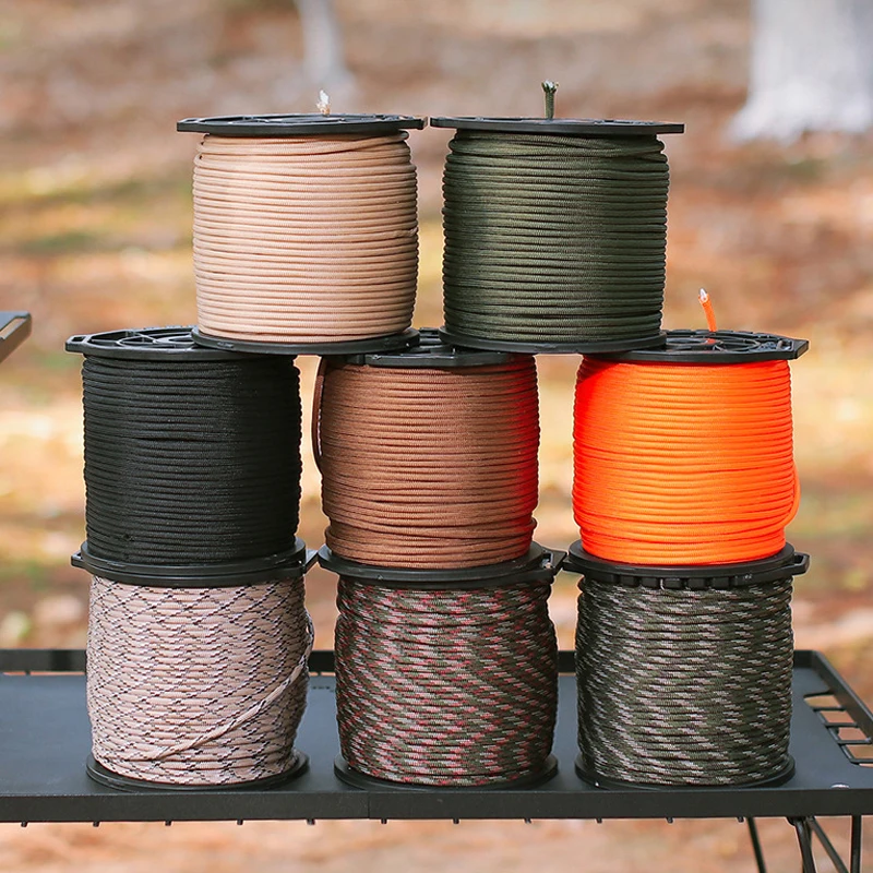 キャンプ用アンブレロープ、登山用ロープ、レスキューロープ、ブレスレット、織りジュエリー、装飾、9コア、100m