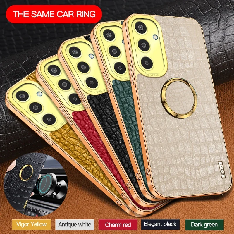 Capa de telefone de couro PU com textura de crocodilo para Samsung Galaxy M33 M32 M23 M34 M35 5G Suporte magnético Kickstand Capa de silicone
