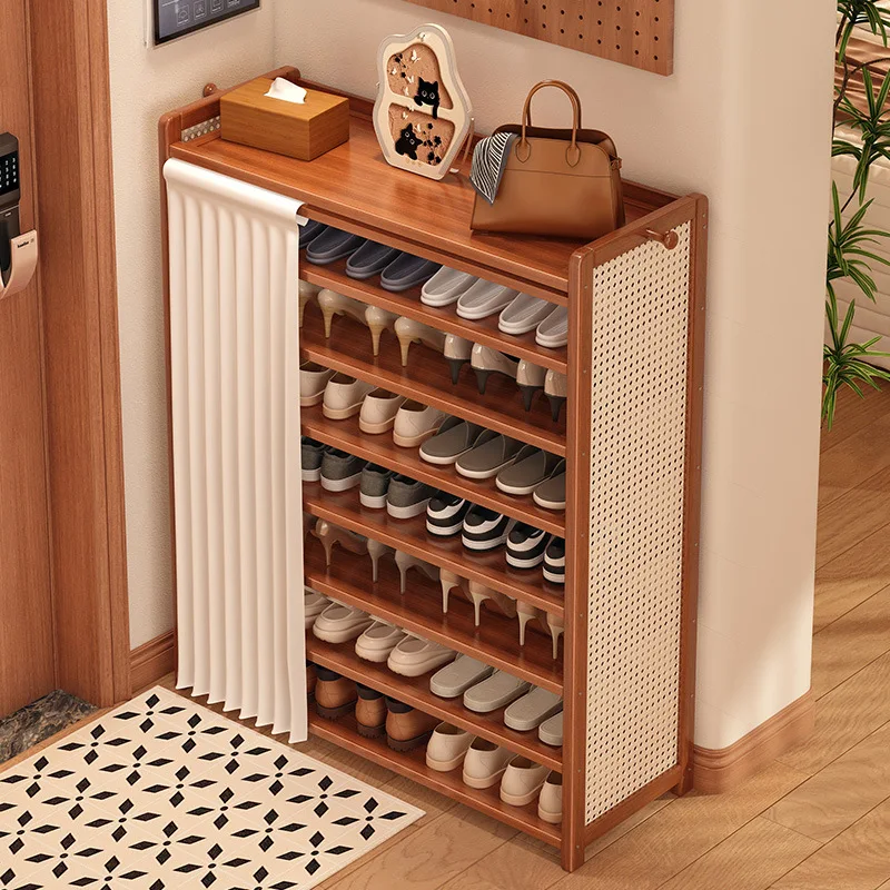

Multilayer Bamboo Shoe Rack Dustproof Storage Shelf for Home Entryway Small Space Saving