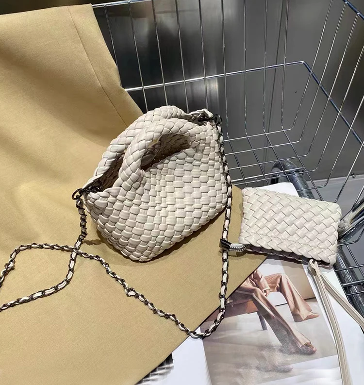 High-grade Hand-woven Vegetable Basket Portable Small Bag 2024 New Chain All-match Size Bags Shoulder Over-the-shoulder Bag