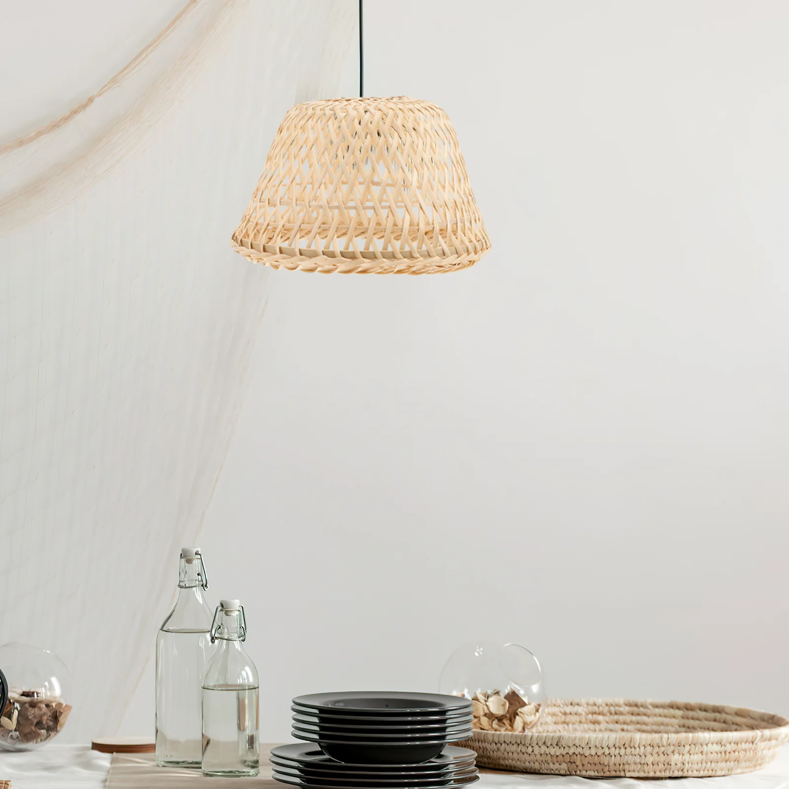 Bamboo Lampshade Accessories Retro Style Branches Versatile Hotel