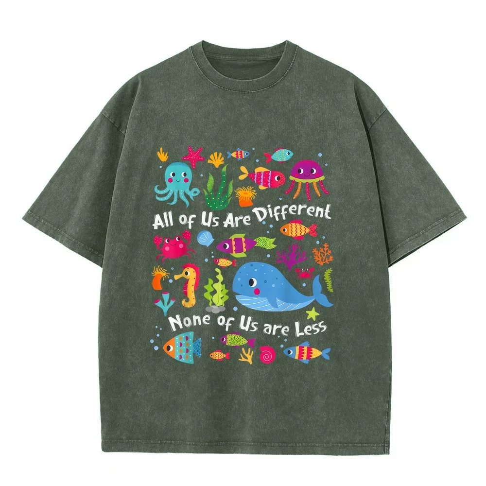 All of Us are Different None Less Neurodivergent T-Shirt Y2k Oversize Shirts For Men Round Neck Gift Humor Shirt Summer Top
