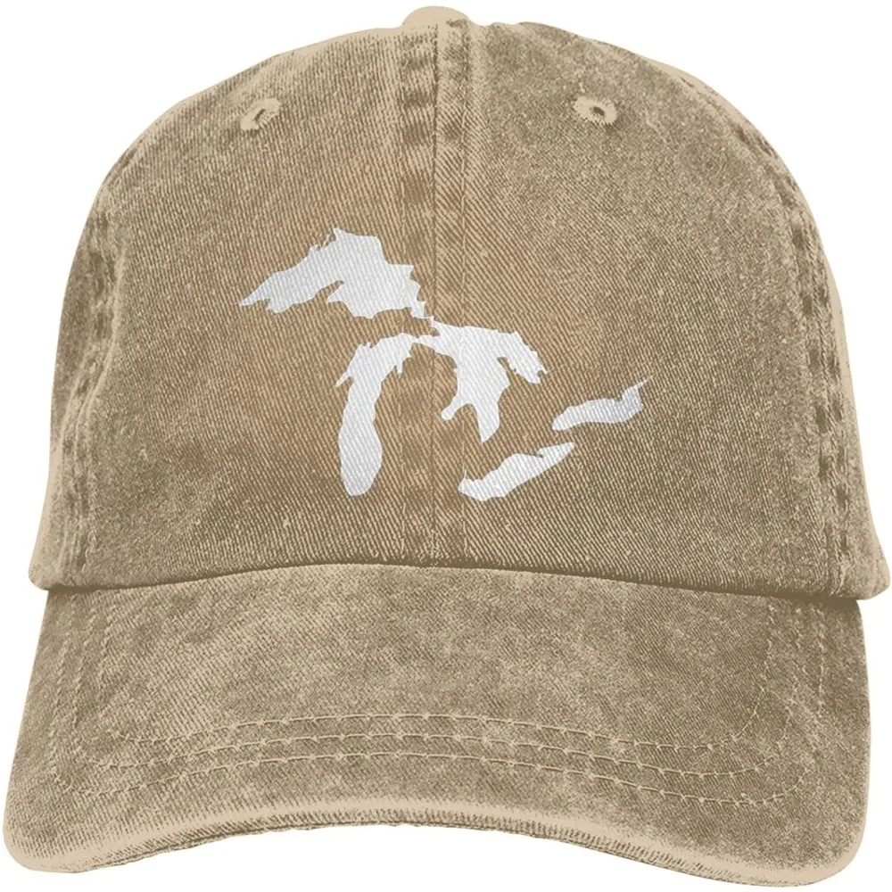 Michigan Great Lakes State Map Baseball Cowboy Hat Adjustable Trucker Hat