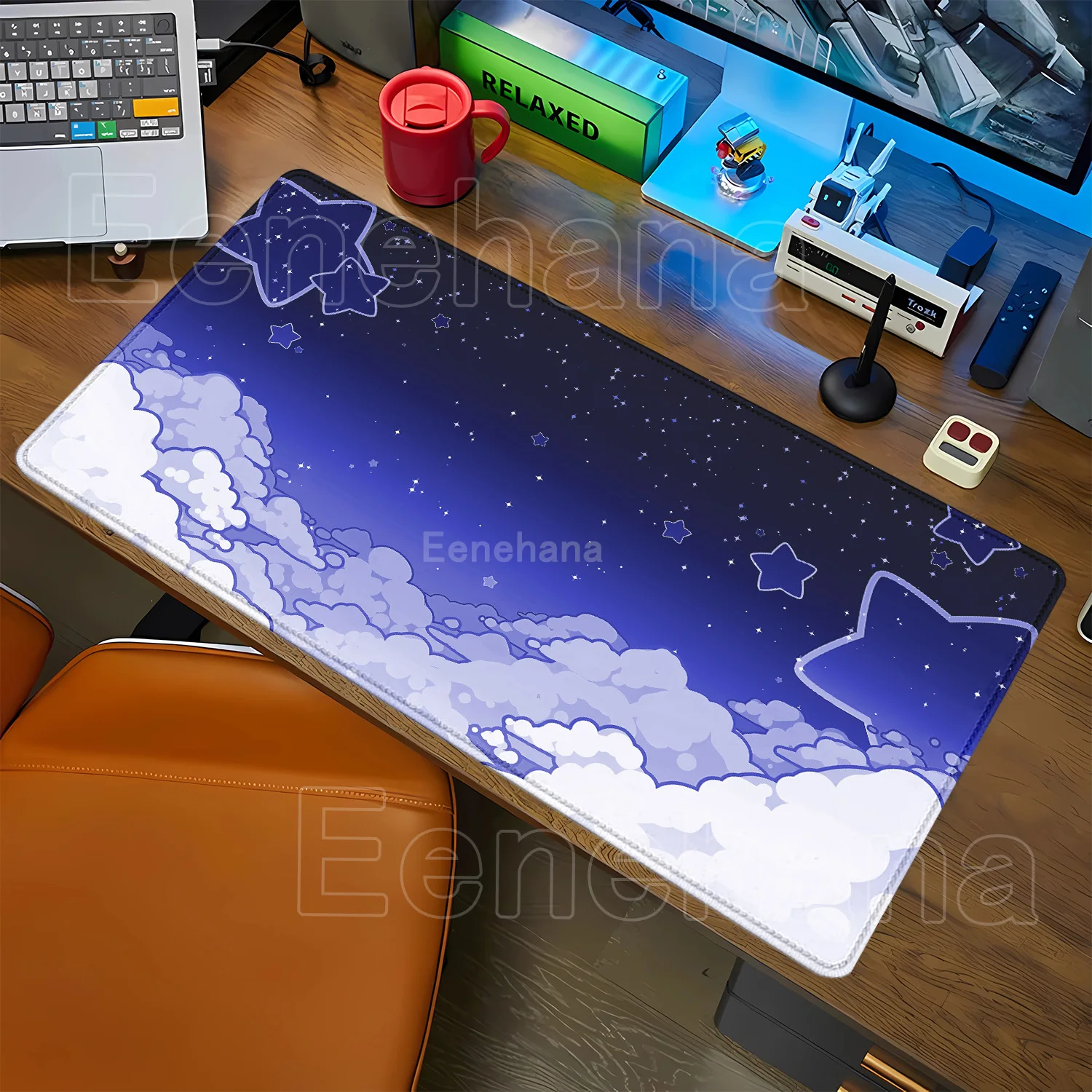 Large blue Pastel Clouds Mouse Pad Kawaii Cartoon Desk Mat Anti-slip Rubber Extended Table Mats Gaming offices Keyboard Mousepad
