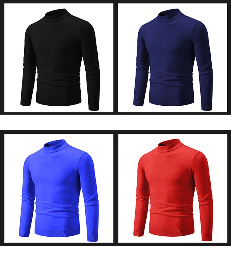 Neue Herbst Winter Designer Mode Hälfte Rollkragen Gestrickte Pullover Hohe Qualität Mens Casual Einfarbig Warme Frauen Pullover – Detail 8
