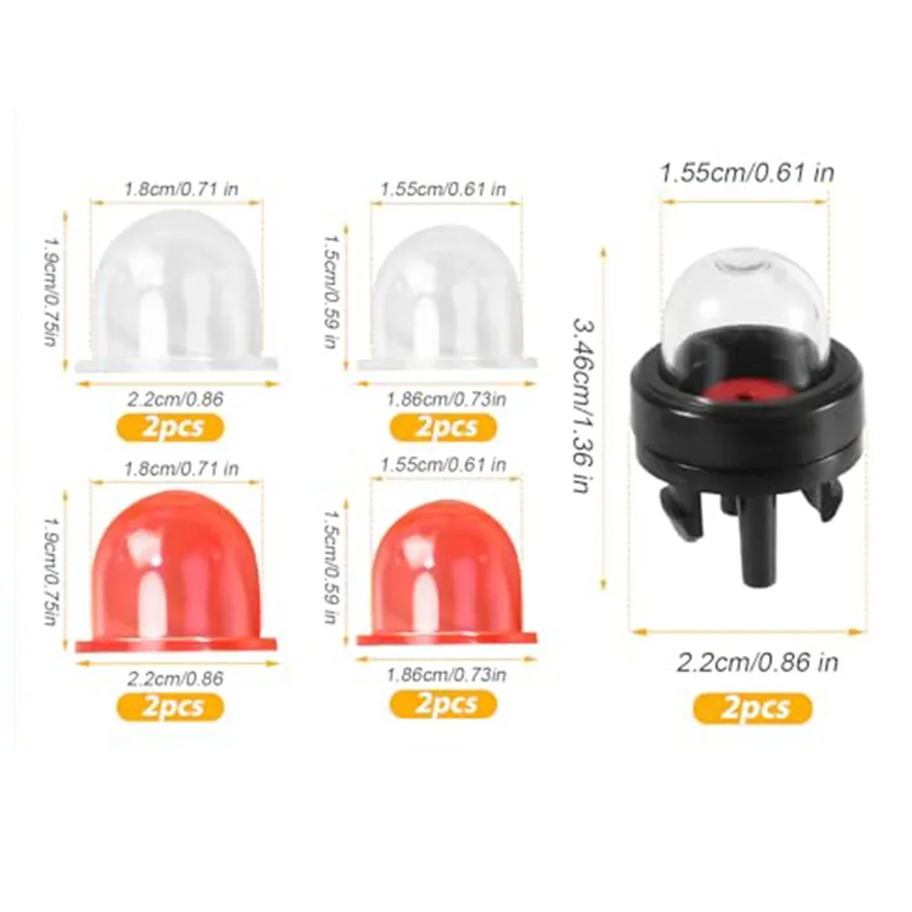 Set of 2 For Primer Bulb Pumps and 8 Fuel Bulbs for Small Engines Including Chainsaws Trimmers and Lawn Mowers