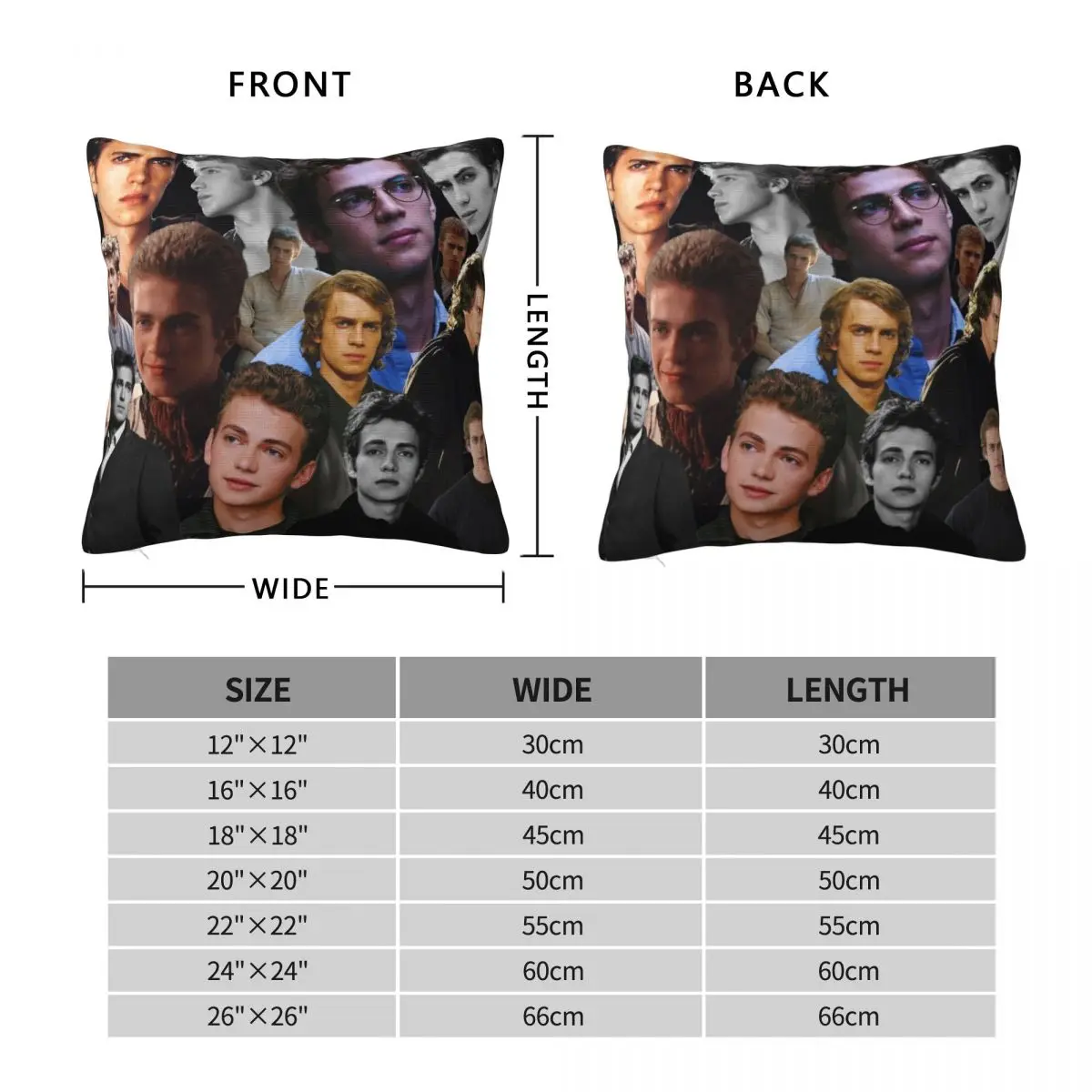 Hayden Christensen Jumper Square Pillowcase Polyester Linen Velvet Creative Zip Decorative Pillow Case Home Cushion Cover 45x45