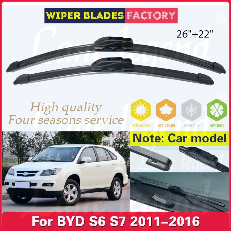 

Wiper LHD Front Wiper Blades For BYD S6 S7 2011 - 2016 Windshield Windscreen Window Car Rain Brushes 26"+22" Car Accessories