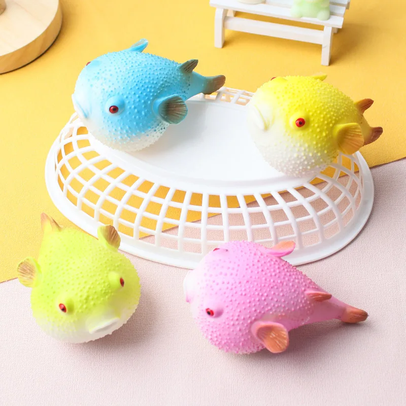 Angry Puffer Fish Squishy Toy Marine Slow Rebound Dolphin Bubble Stress Relief Ball Kids Gift Squeeze Decompression Toy view 3